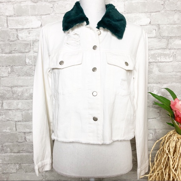 Kala Vella Jackets & Blazers - White 🆕Distressed Jean Jacket M